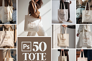 50 Fashion Tote Bag Mockups PSD Bund, a Mockup by MockupShopi (Thumbnail 1 of 10)
