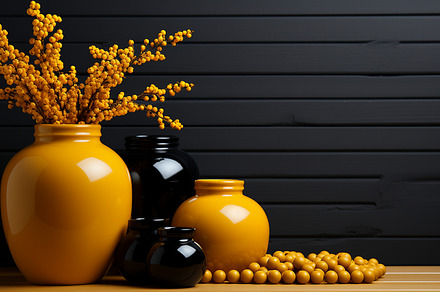 Modern stylish still life of vases, a Wallpaper Photo by Elena Vagengeim