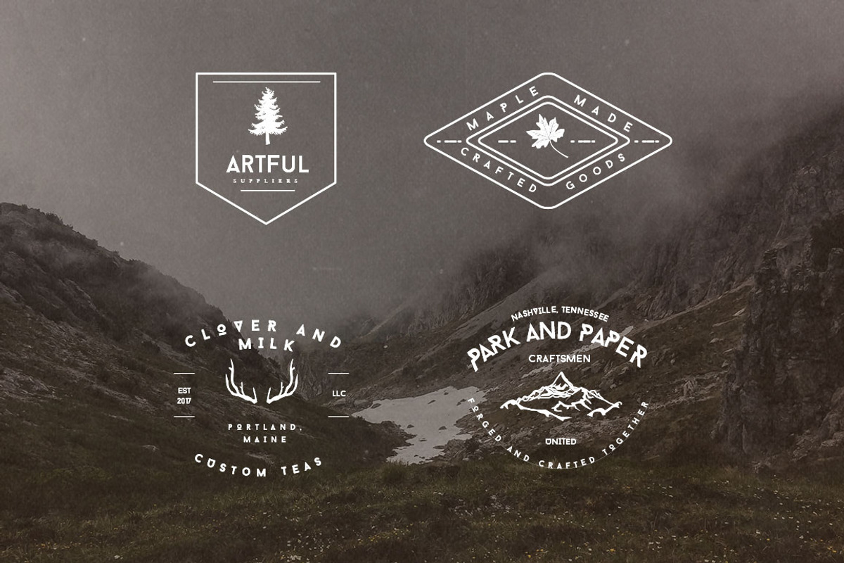 Set of Rustic Mountain Vector Badges, a Templates & Theme by Aloha Philly (Photo 1 of 3)