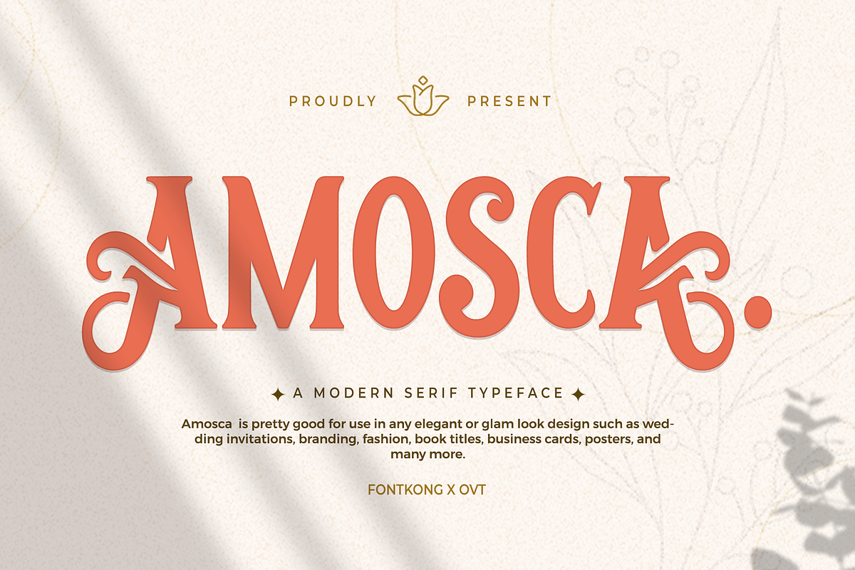 Amosca - Modern Serif Typeface, a Serif Font by overlaytemplates (Photo 1 of 5)