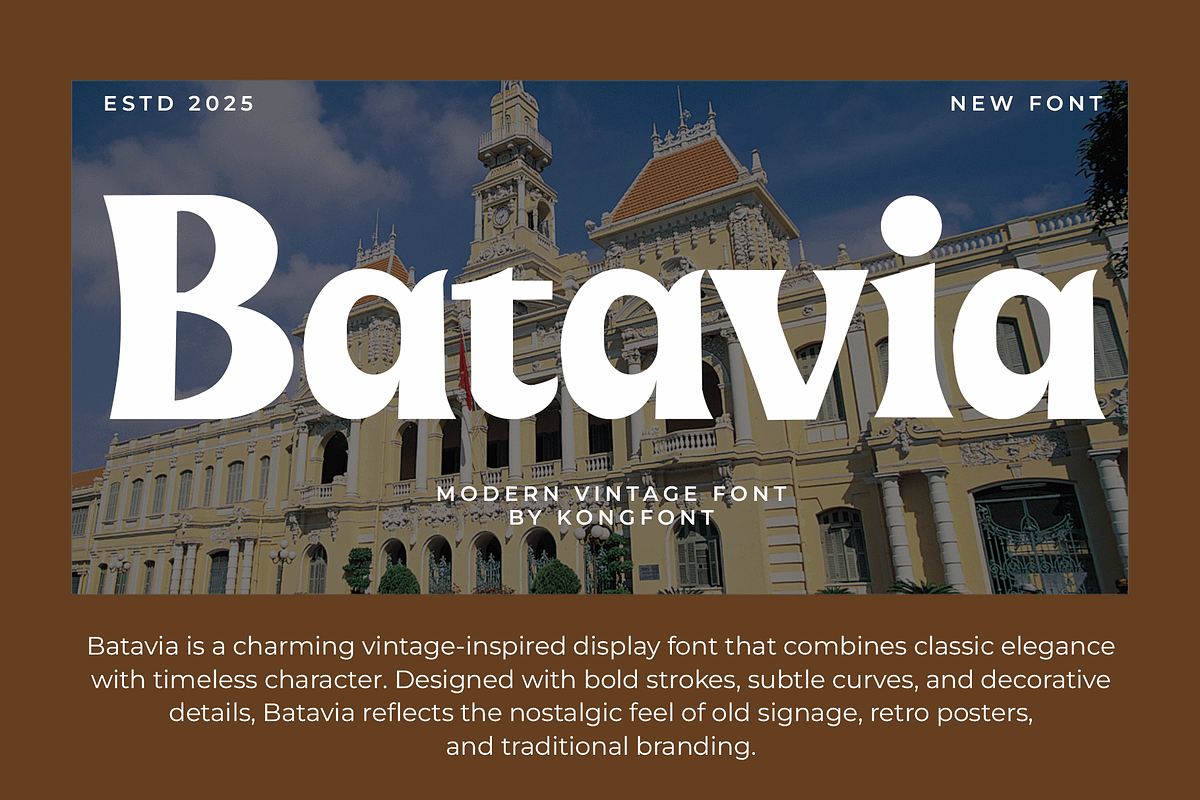 Batavia – Modern Vintage Font, a Serif Font by overlaytemplates (Photo 1 of 5)