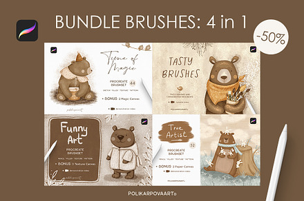 Bundle Brushes & Canvases Procreate, a Brush Add-On by polikarpovaart