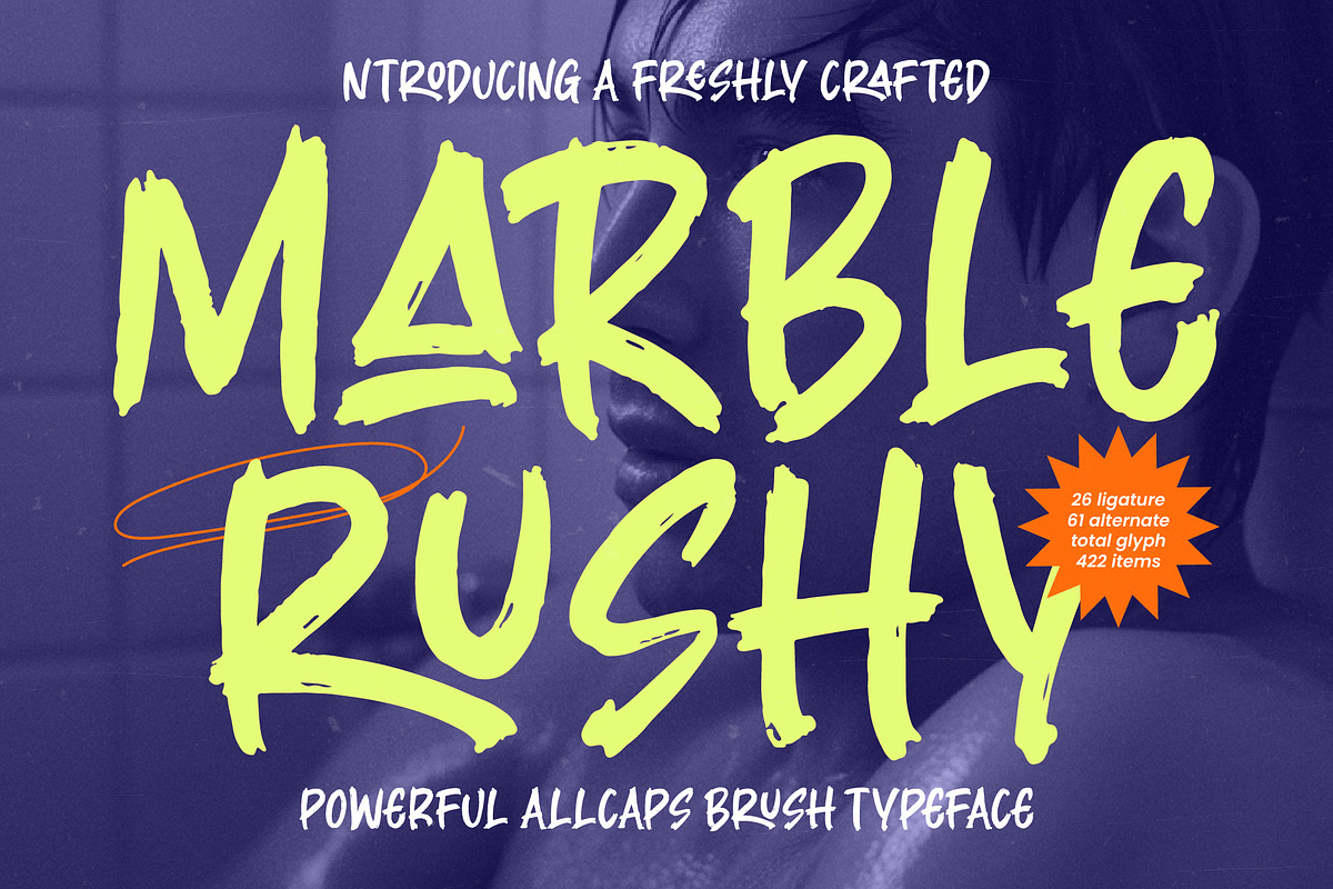 Marble Rushy Allcaps Brush Typeface, a Script Font by Letterena Studios Script (Photo 1 of 15)