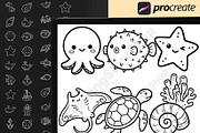 130 Ocean Animals Procreate Stamps, a Brush Add-On by DrawingStoryShop (Thumbnail 5 of 6)