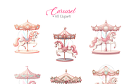 Pink Pony and Carousel Horse PNG, a Decorative Illustration by VM PARTYS  BY TAIRUMA (Thumbnail 4 of 10)