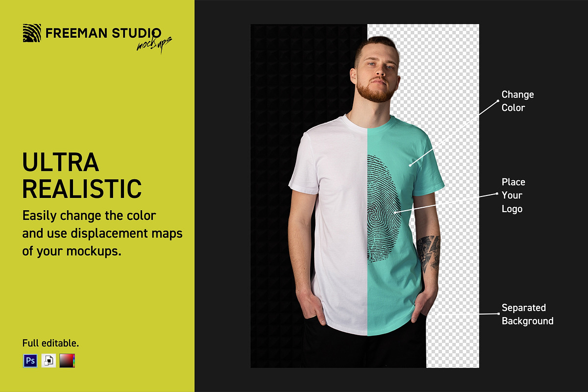 Man's T-Shirt Mock-Up Set, a Shirt Mockup by Freeman Studio (Photo 3 of 16)