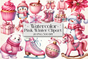 Pink Winter Clipart - 20 PNG, a Graphic by Libby Wishes