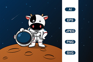 Cute Cow Astronaut