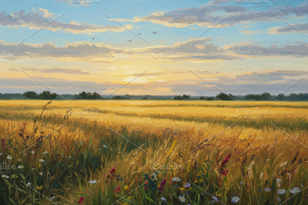 Painting of a blooming meadow, an Illustration by professorinc