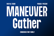 Maneuver Gather – Condensed Font, a Sans Serif Font by Fikryal Studio (Thumbnail 1 of 15)