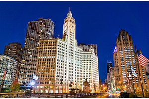 Historic buildings in downtown featuring chicago, skyscraper, and city, an Architecture Photo by Leonid Andronov