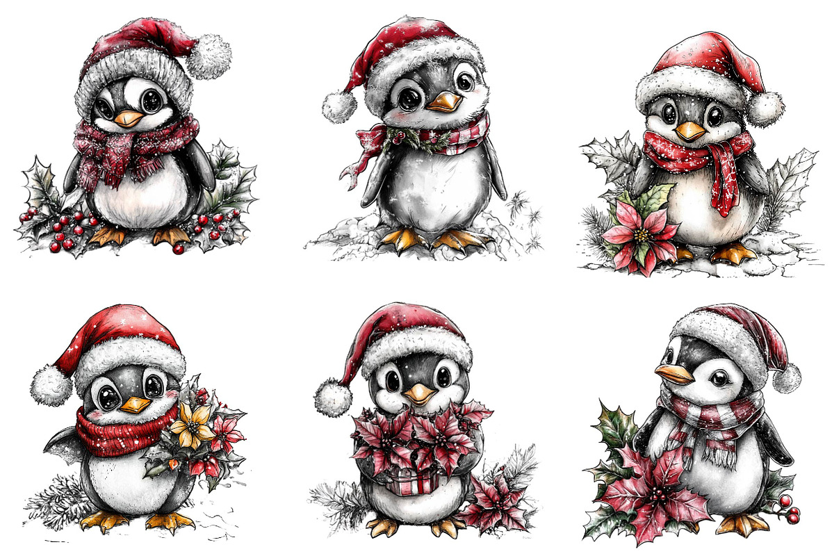 Winter holiday Penguin clipart, an Illustration by CreationArt (Photo 4 of 5)
