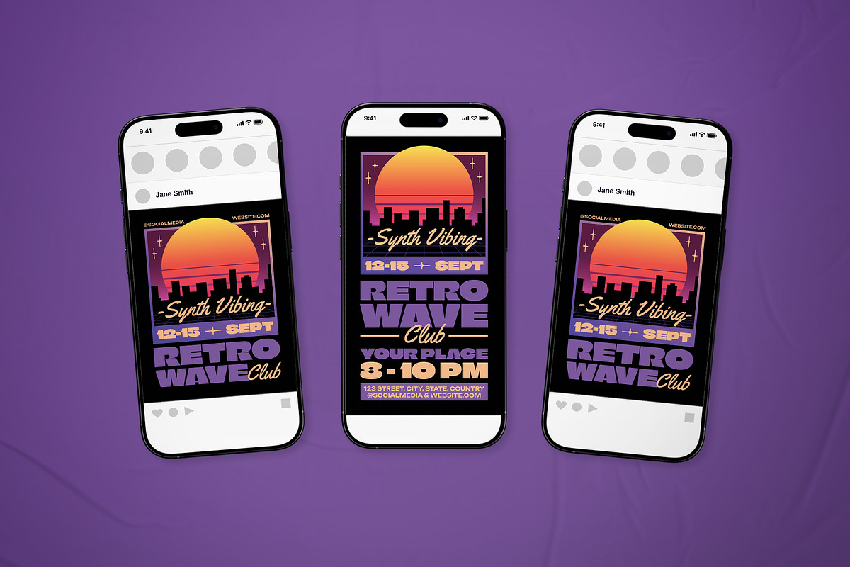 Synthwave Night Event Flyer Set, a Flyer Template by The Good Store (Photo 2 of 2)