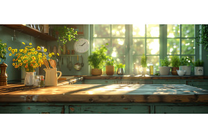 Kitchen interior with green island, an Architecture Photo by ZinetroN