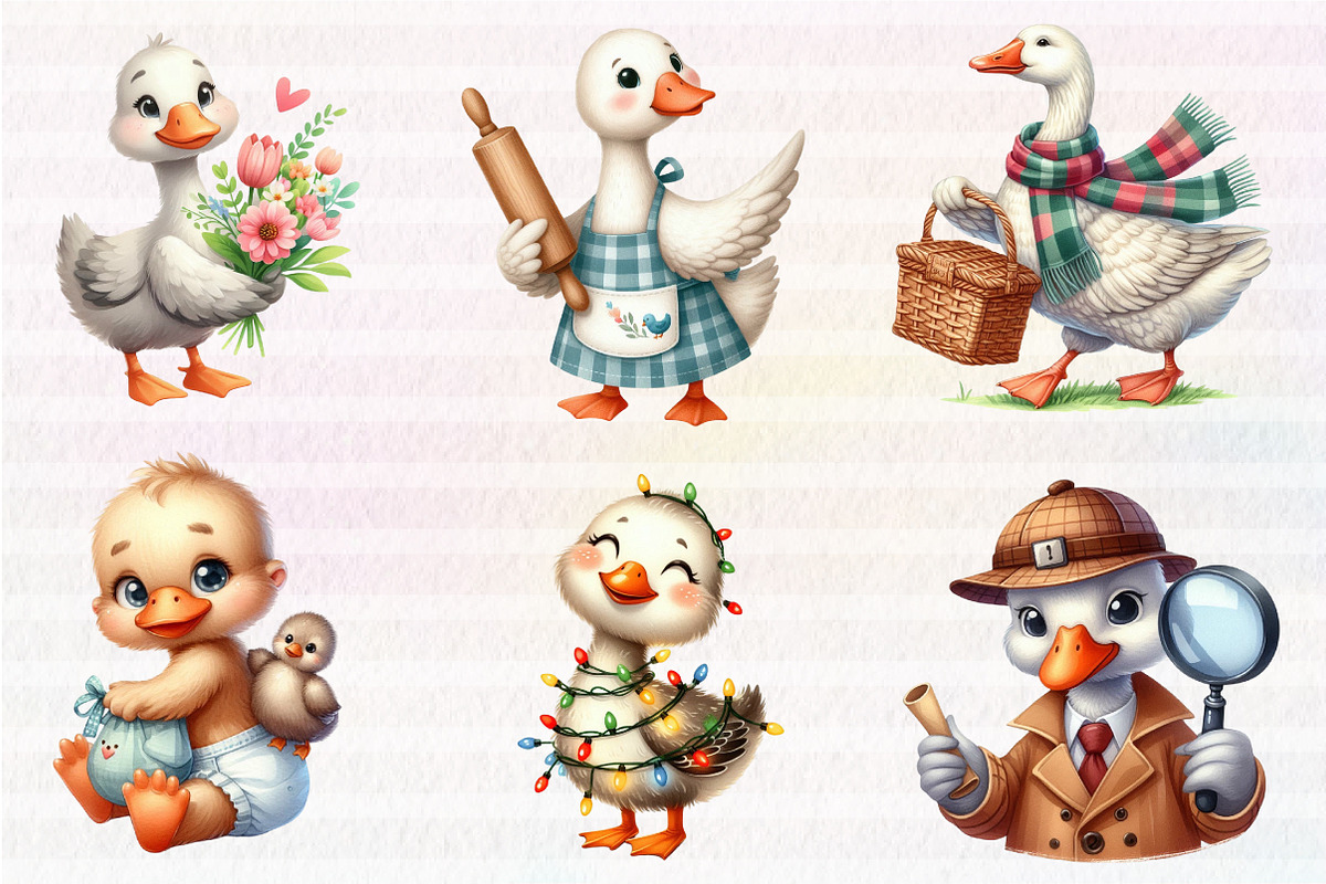 Silly Goose Clipart PNG, an Illustration by CreationArt (Photo 4 of 6)