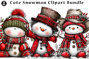 Cute Snowman Clipart Bundle, a Seasonal Illustration by CreationArt (Thumbnail 1 of 5)