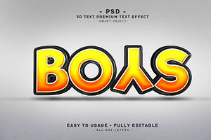 Boys 3D Editable Psd Text Effect, a Layer Style Add-On by Md Jahidul99
