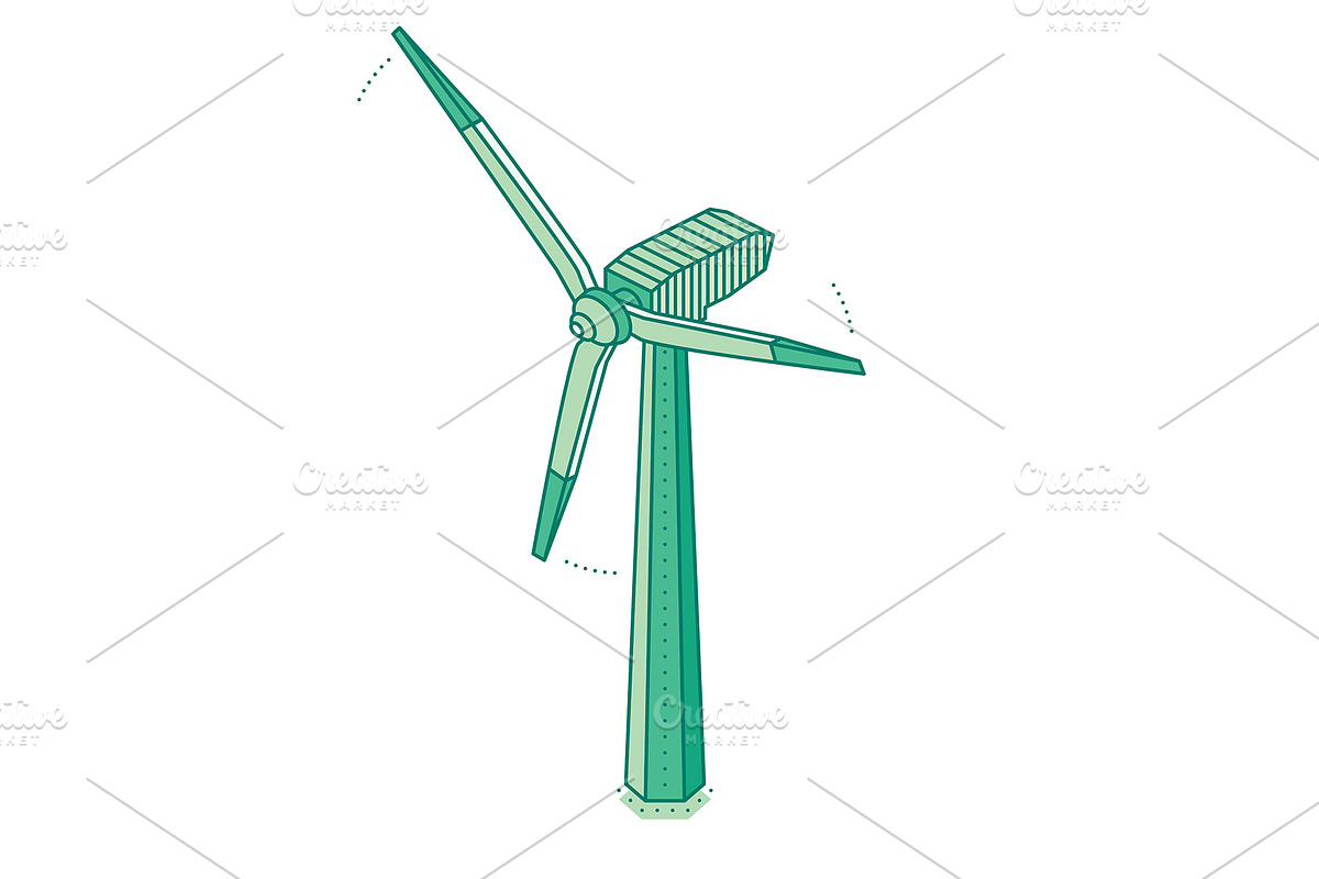 Isometric wind turbine., an Illustration by Booblgum