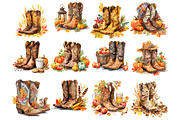 Autumn Cowboy Boots Clipart, a Decorative Illustration by stickermadness (Thumbnail 2 of 4)