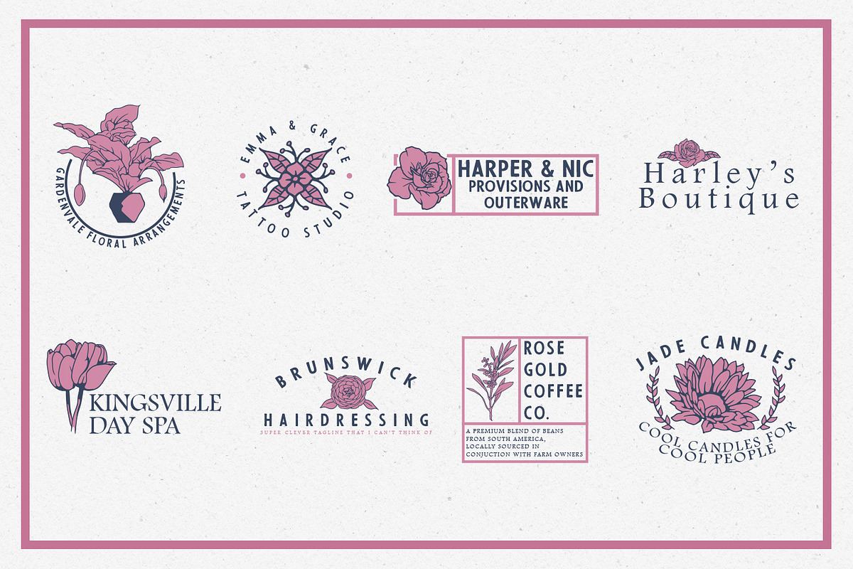 Vintage Flower Logos + extras, a Templates & Theme by Justin Achammer (Photo 4 of 10)