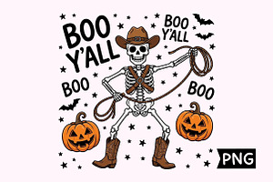 Cute Lasso Skeleton Pumpkin Design, a Seasonal Illustration by Creative Art