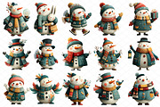 Watercolor Christmas Snowman Clipart, an Illustration by cherrydesign (Thumbnail 3 of 4)