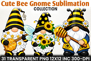 Cute Bee Gnome Sublimation Clipart, an Illustration by RobertsArt (Thumbnail 1 of 5)