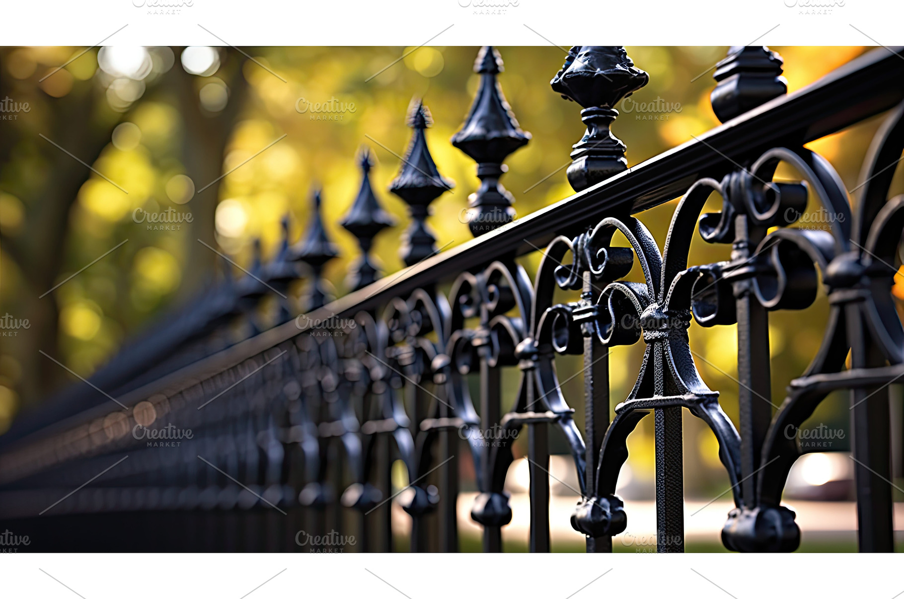 ornamental iron fence ai generated, an Arts & Entertainment Photo by pikepicture