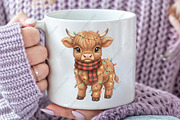 Cute Christmas Highland Cow PNG, an Illustration by CraftArtStudio (Thumbnail 3 of 4)