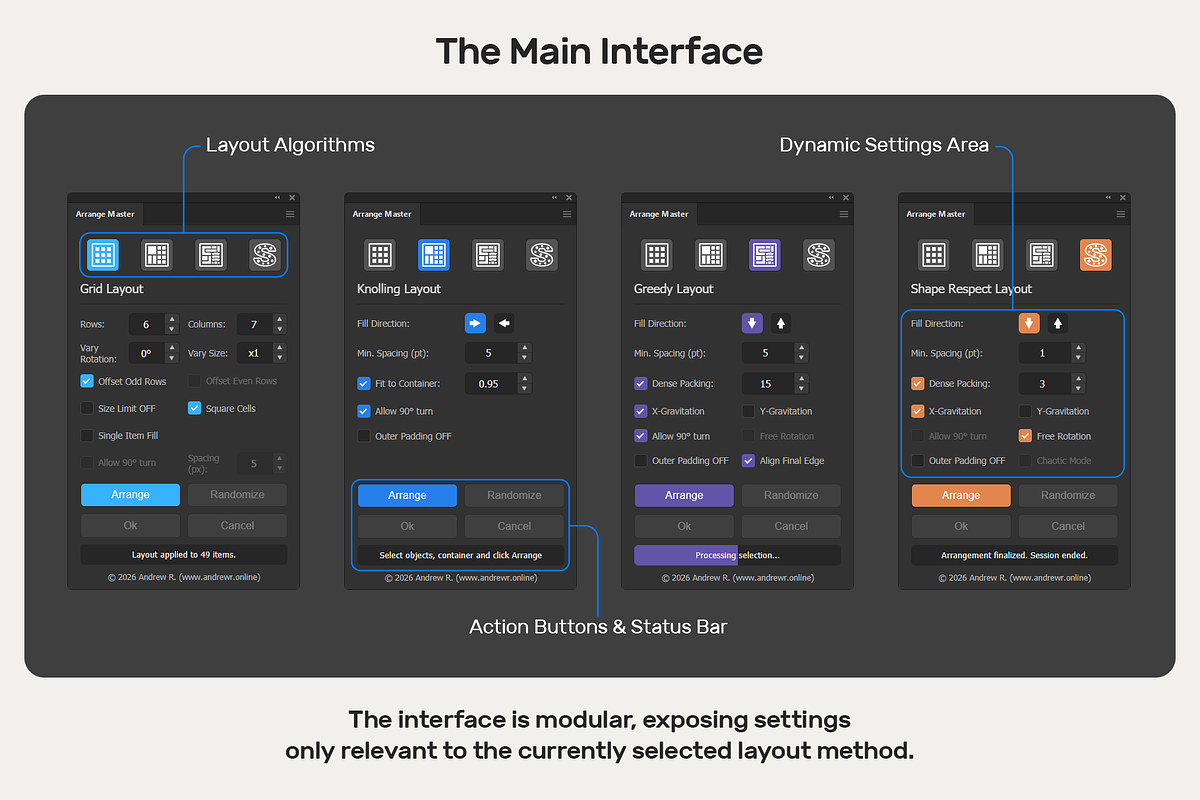 Arrange Master | Illustrator Plugin, a Plug-in Add-On by Andrew R. Tools (Photo 6 of 33)