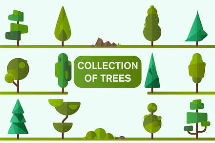 Collection of geometric trees, an Icon by GlebTagirov