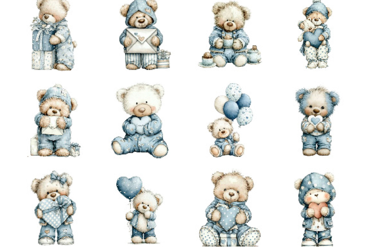 Teddy Bear Clipart Sublimation, an Illustration by Designking (Photo 2 of 5)