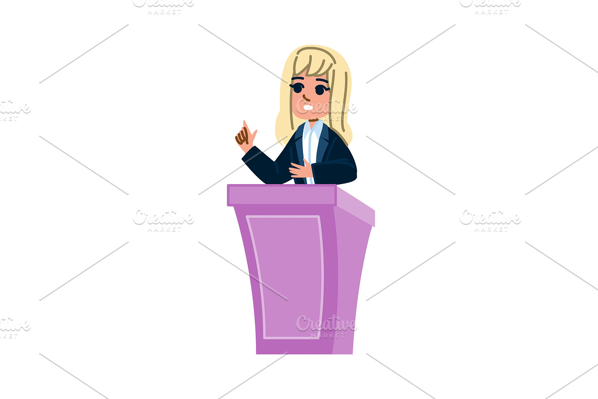 Politician giving speech at podium, a Person Illustration by pikepicture