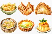 Watercolor Chinese Dim Sum Clipart, an Illustration by Canvas Craft (Thumbnail 3 of 8)