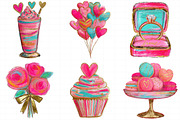 Watercolor Valentine's Day Clipart B, an Illustration by Daily.Designs (Thumbnail 3 of 5)