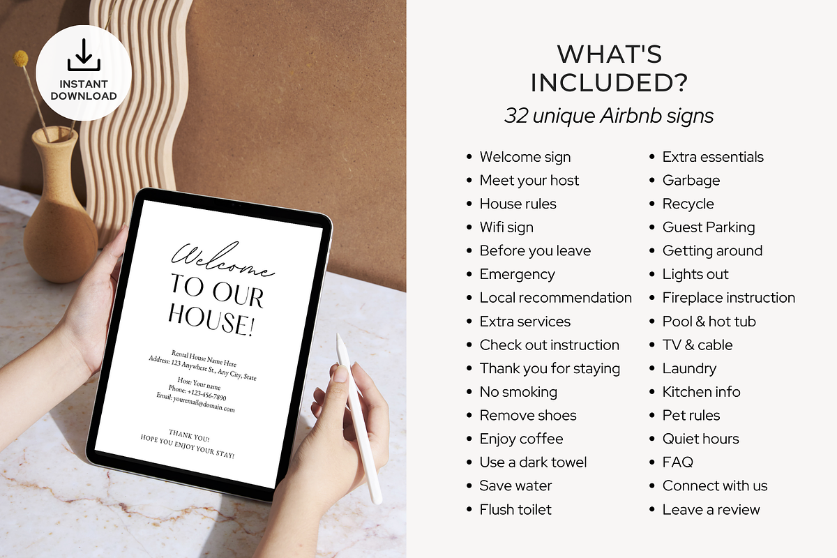 Airbnb Welcome Sign Template, a Poster Template by ShopRShop (Photo 2 of 10)