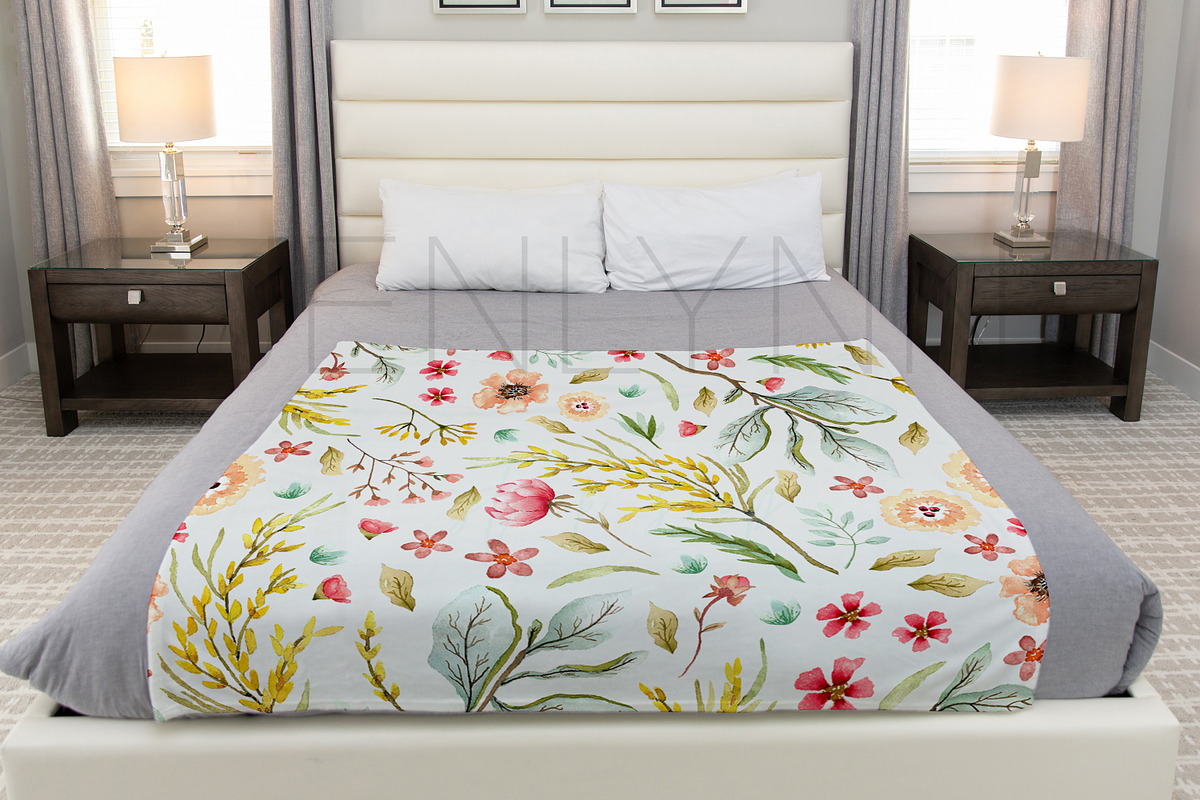 Minky Blanket Mockup on Bed #VH08, a Product Mockup by JENLYNN Stock Shop (Photo 4 of 6)