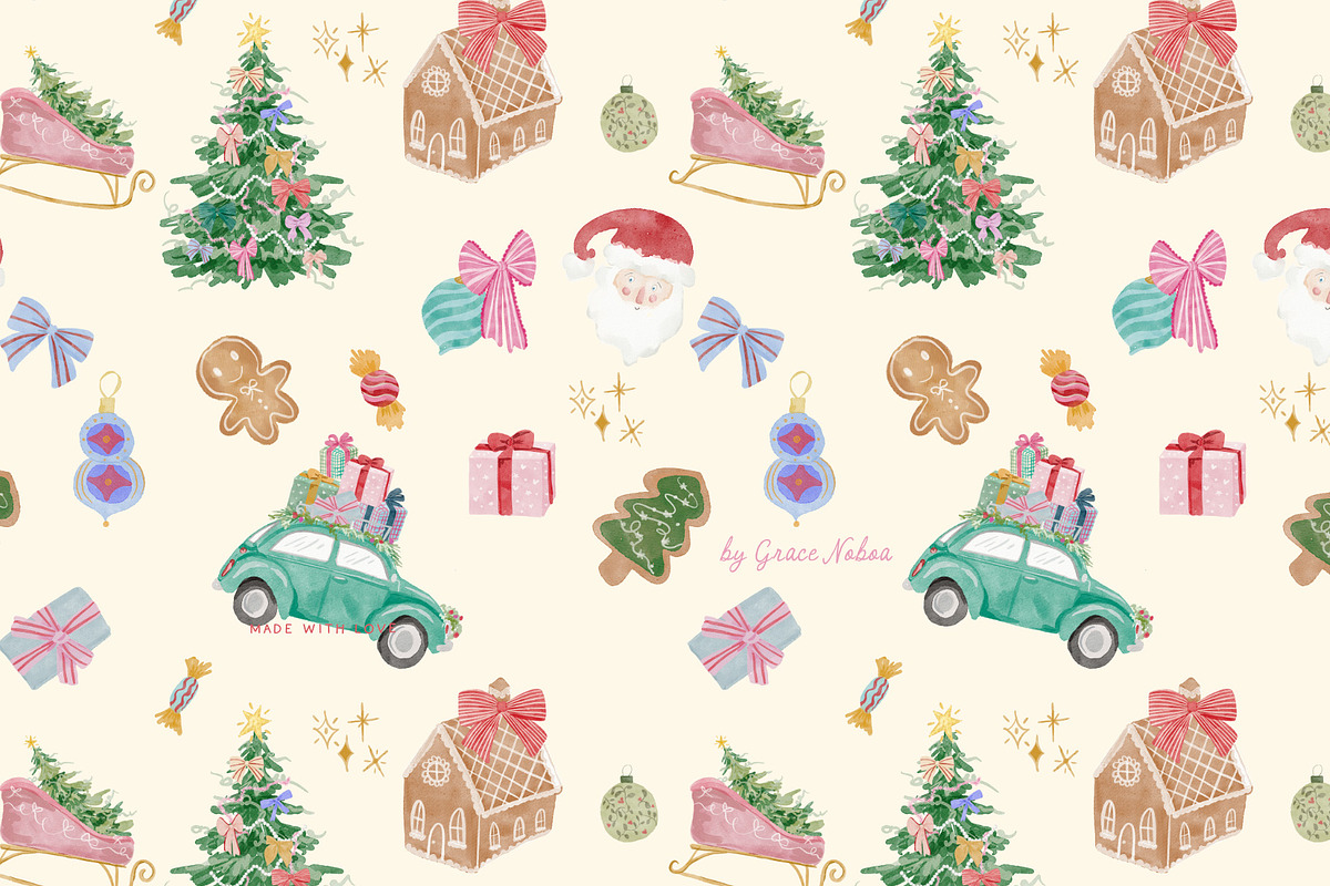 Watercolor christmas quirky holiday, an Object Graphic by Grace Noboa Illustrations (Photo 14 of 20)