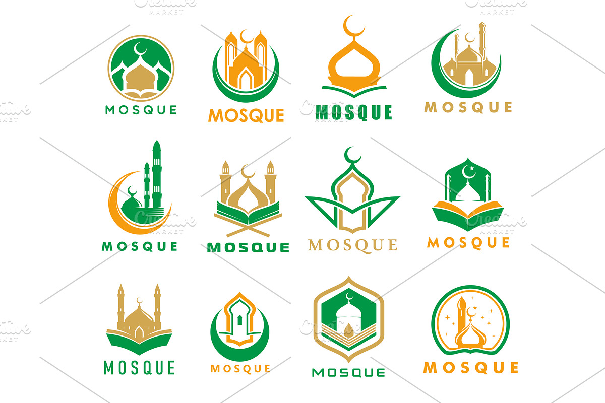 Ramadan Kareem icons with mosque, an Object Illustration by Vector Tradition