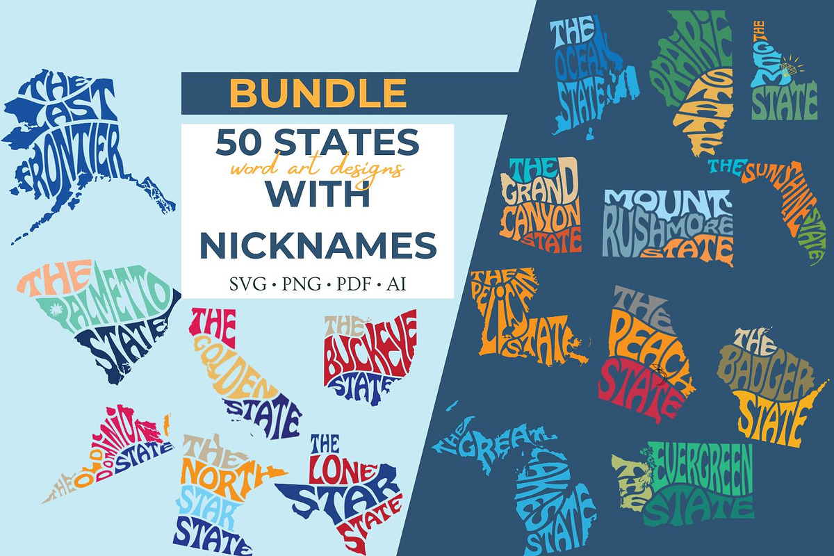 50 States Nickname Cut Files, a Graphic by DigitalDesignsLaura (Photo 1 of 9)