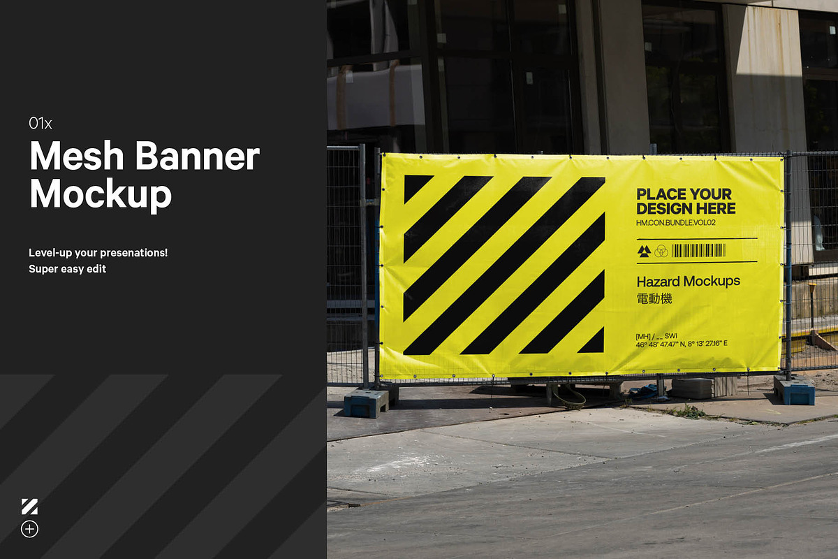 Fence Mesh Banner Mockup, an Advertising Mockup by HAZARD MOCKUPS (Photo 1 of 8)