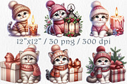 Christmas Kittens Clipart Bundle., an Animal Illustration by GalaDesign03 (Thumbnail 2 of 6)