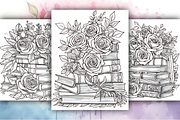 Books with Flowers Coloring Book, a Decorative Illustration by Design Station (Thumbnail 3 of 4)
