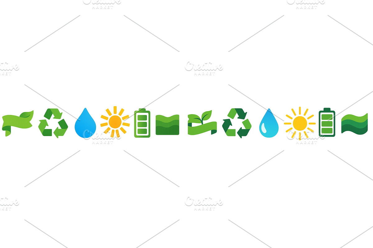 Eco-friendly icons featuring nature, an Animal Illustration by ZinetroN