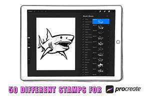 50 Sharks Procreate Stamps Brushes