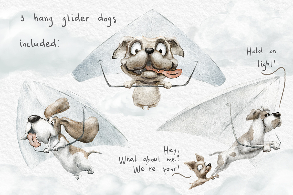 Air travelers. Hot air, hang glider, an Animal Illustration by MeadowFox (Photo 5 of 10)