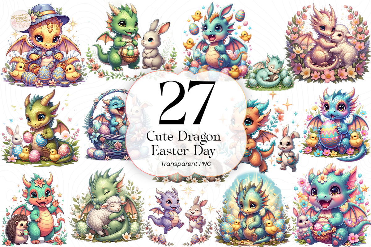 Cute Dragon PNG Clipart Baby., an Animal Illustration by KennedyStudio (Photo 1 of 5)