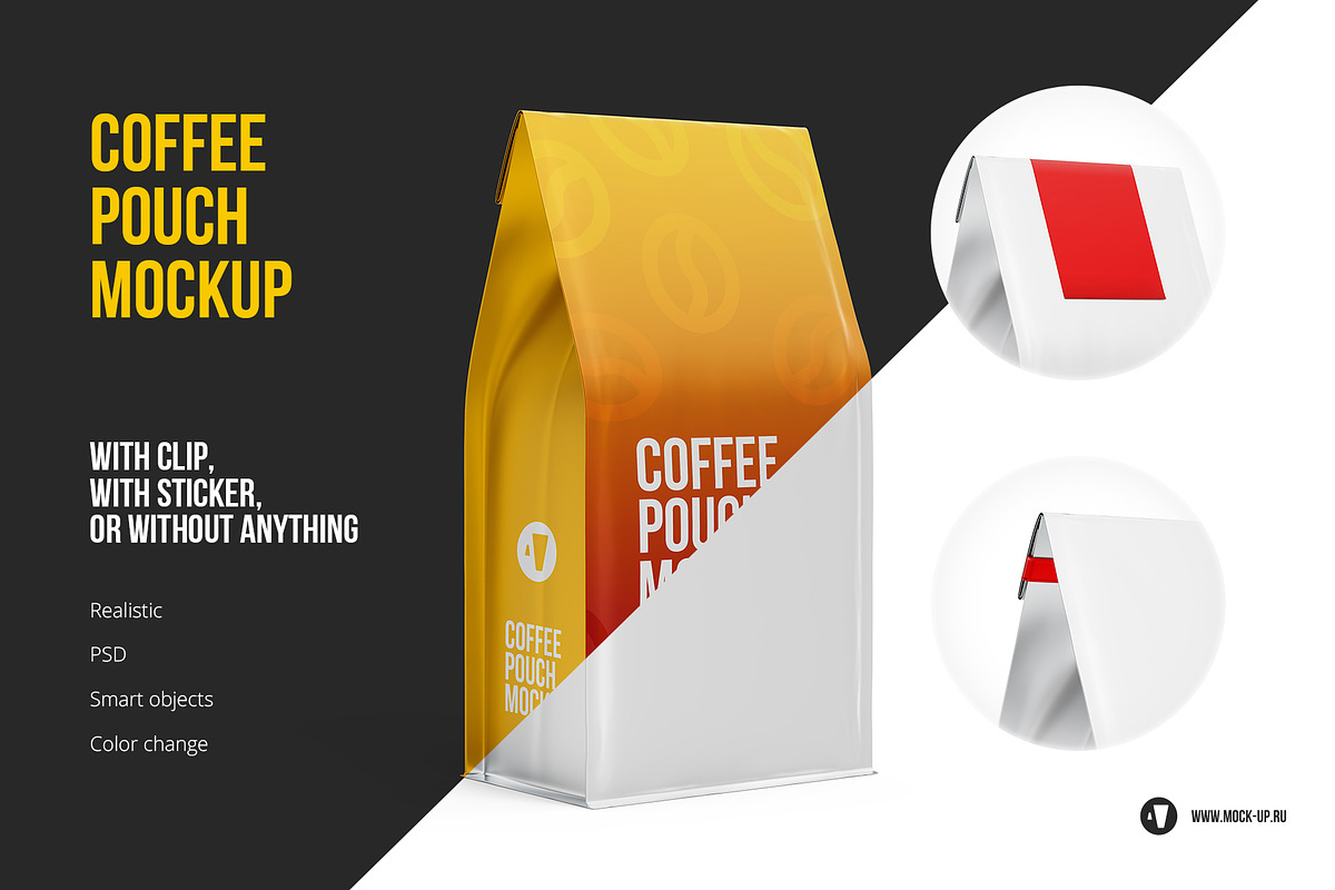 Coffee Pouch Mockup 3/4 view, a Packaging Mockup by easymock (Photo 1 of 6)