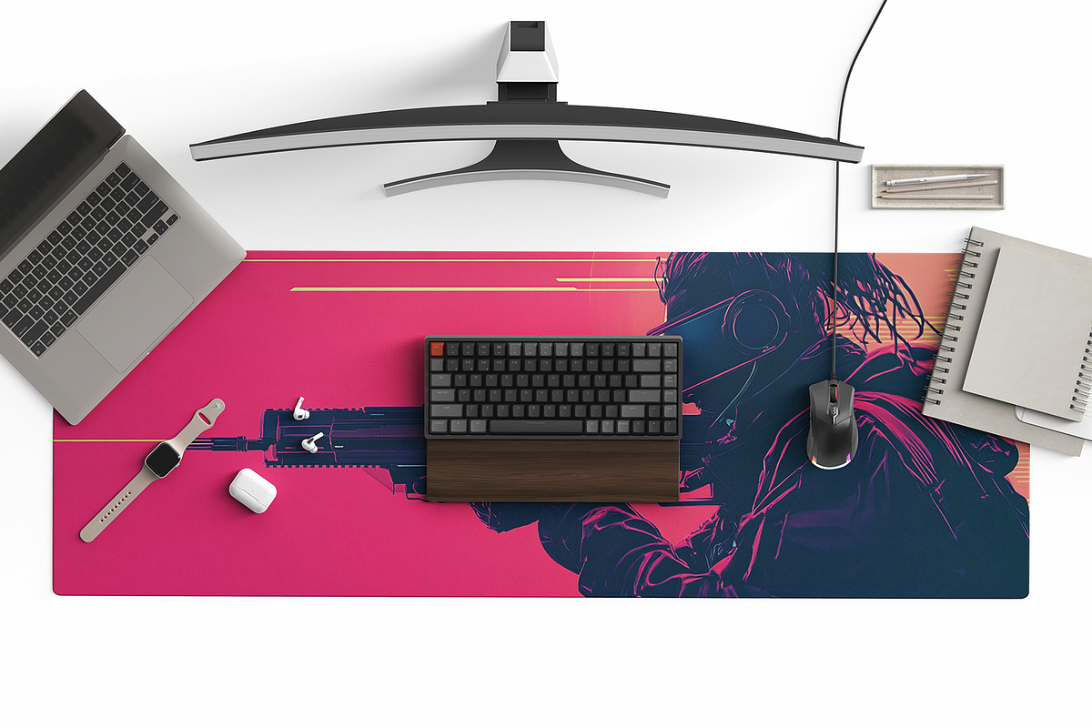 Desk mat mockup 6 PSD fully editable, a Merchandise Mockup by GraphicVil (Photo 5 of 9)