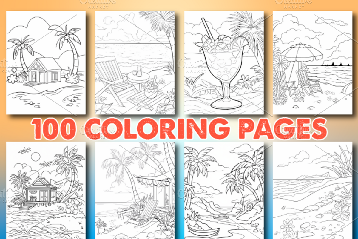 100 Hello Summer Coloring Pages, a Brochure Template by Design Station (Photo 3 of 4)